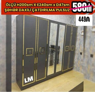 Raskladuşkalar: Altı qapılı dolablar təmiz laminatla 📌 Qiymət : 449₼ Ölçü : 2 x 2.40