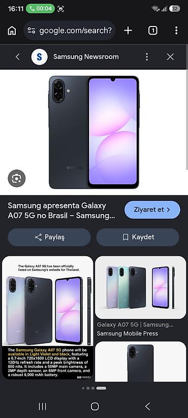 samsung a07: Samsung Galaxy A07, 128 GB, rəng - Qara — 2