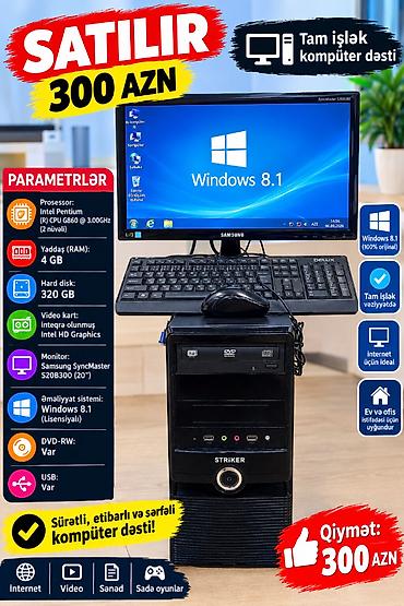 Tam işlək kompüter dəsti – Windows 8.1 (lisensiyalı) Tərkib: - Sistem