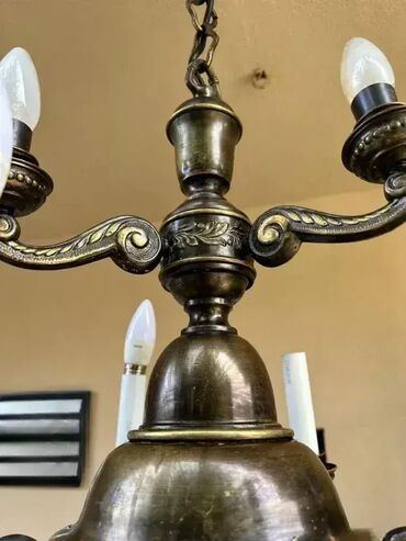RS - Antique Chandeliers: Stari mesingani luster - 9 sijalica - MOGUĆ PREVOZ U dobrom stanju 💎 — 4