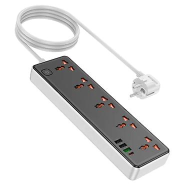 elektron defter: Hoco AC14A – 5 rozetkalı, USB-C 30W və 3×USB-A çıxışlı universal — 2