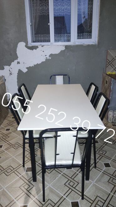 bag ucun stol stul satilir: Yeni, Kvadrat masa, 6 stul, Açılmayan, Stullar ilə, Metal, Azərbaycan