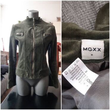 ženski kaputi h m: Preslatka Croop top somotska zelena jaknica, malo koriscena
