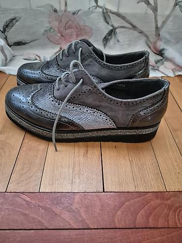 elisabetta franchi jakne: Ženske oxford cipele, sivo-metalik - Model: klasične oxford/brogue sa — 3