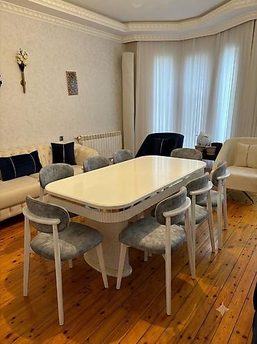 modern stol stullar: Qonaq otağı üçün, Yeni, Açılmayan, Dördbucaq masa, 8 stul — 1