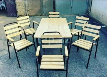 Bağ, çöl masa və oturacaq dəstləri: Yeni, Dördbucaq masa, 4 stul, Açılmayan, Stullar ilə, Taxta, Azərbaycan — 6