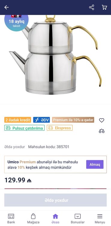 assa çayı qiyməti: Yeni, rəng - Gümüşü, Çaydan, Paslanmayan polad, 2,5 bucket volume l, Türkiyə