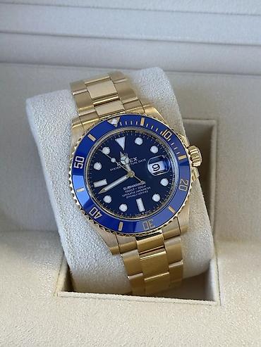 meta eynək: Rolex Submariner Date – 18 kt sarı qızıl, mavi siferblat və bezel — 8