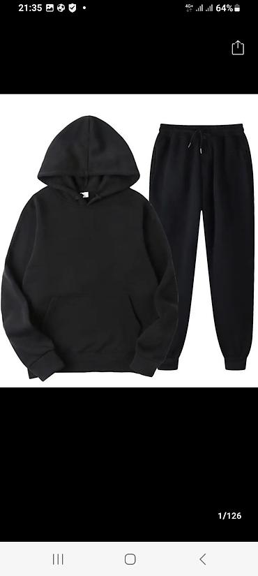 зелёная рубашка: Мужской спортивный костюм, 3XL, Новый, цвет - Черный — 1