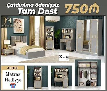 altun mebel: Tam yataq otağı dəsti – “Altun” dizayn Rəng: boz-qızılı akssentlər — 1
