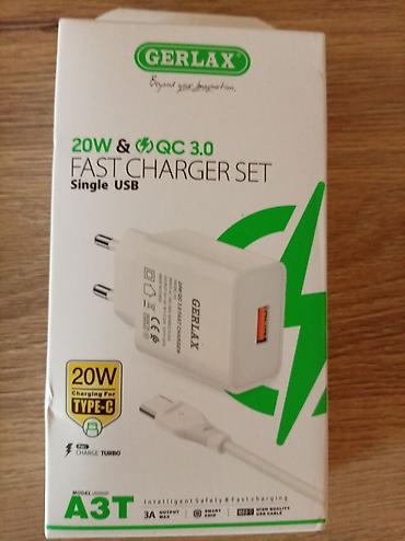 type c hub: GERLAX A3T Sürətli Şarj Dəsti - Güc: 20W - Texnologiya: QC 3.0 — 1