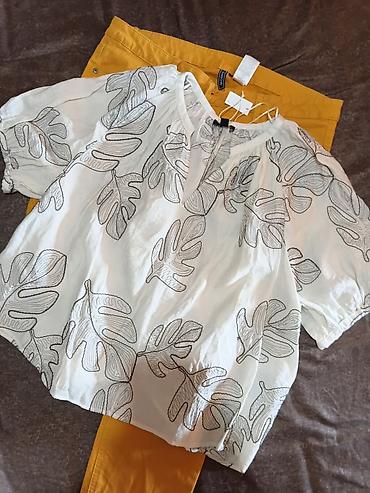 Ženski set: lagana bluza + pantalone - Bluza: bela, širokog kroja, od — 1
