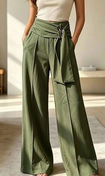 esprit baletanke: Ženske elegantne široke pantalone sa visokim strukom i efektom — 1