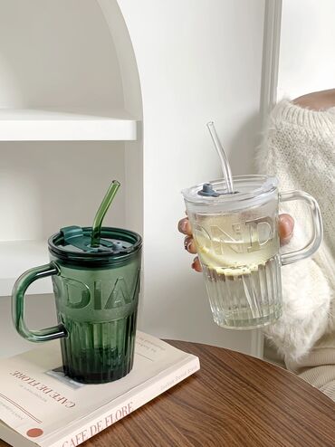 граненный стакан: Стеклянные трендовые кружки/стаканы с соломинкой и крышкой для
