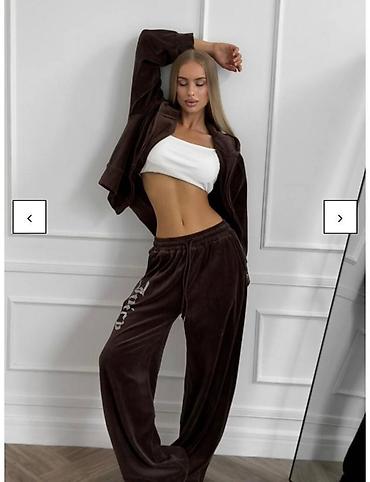 оргинал одежды: Женский велюровый спортивный костюм Juicy - Комплект: худи/кофта на — 5