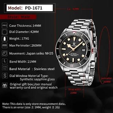 Ručni satovi: PAGANI DESIGN PD-1671 - 42mm - Crvena - Tudor BB58 Homage Potpuno nov — 8