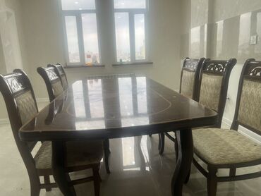 столы и стулья для кухни: Для гостиной, Б/у, Раскладной, Прямоугольный стол, 6 стульев