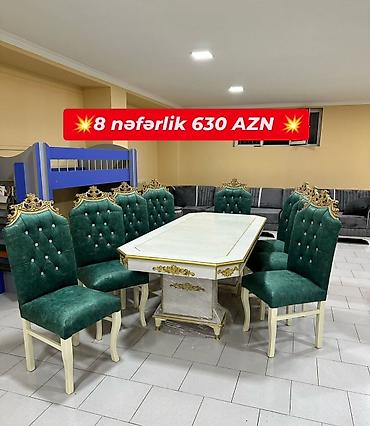balkon masasi: 8 nəfərlik yemək dəsti - Dəst: 1 masa + 8 stul - Stil — 1