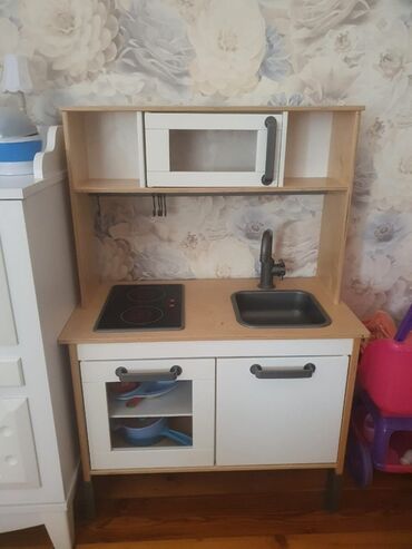 mdf metbex mebelleri: Uşaq oyuncağı – mini mətbəx dəsti - Material: ağ və ağac rəngli