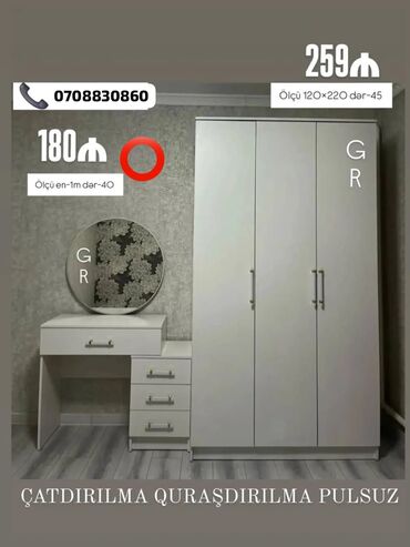 диваны б у: Yeni, Açılan, 3 qapılı Qarderob, paltar dolabı