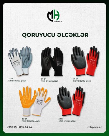 Digər tikinti materialları: “EMAF SAFETY GLOVES” İşçi əlcəkləri çəkisinə və rənglərinə görə