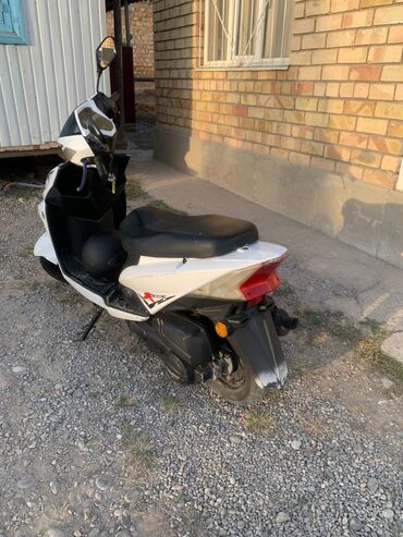 токмок скутер: Скутер белого цвета с черными элементами кузова. Компактный городской