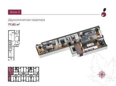 аренда квартира фучика: 2 бөлмө, 77 кв. м, Элитка, 2 кабат