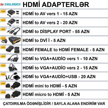 Masaüstü kompüterlər və iş stansiyaları: HDMİ Adapterlər 🚚Metrolara və ünvana çatdırılma var, ❗ÖDƏNİŞLİDİR❗