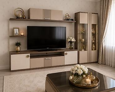 Mebel dəsti – qonaq otağı üçün TV stend və vitrindən ibarət müasir
