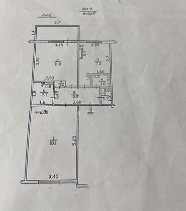 квартира 105 продаж: 2 комнаты, 52 м², 105 серия, 2 этаж