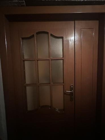 taxta parket: İkiqat taxta otaq qapısı – şüşəli dizayn - Material: ağac (qəhvəyi — 4