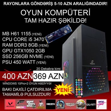 Masaüstü kompüterlər və iş stansiyaları: Oyun üçün Kompüter "RGB Legion Core i5 3470 GTX1050 2GB 256GB NVME” — 1
