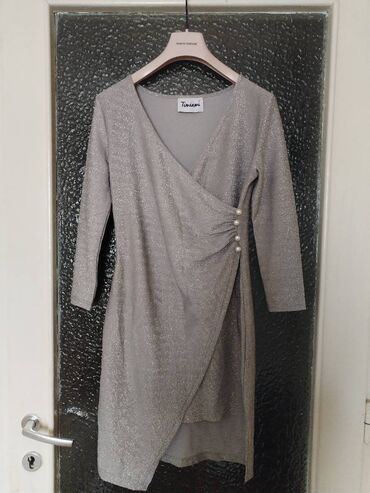 svecane kratke haljine: One size, bоја - Srebrna, Večernji, maturski, Dugih rukava