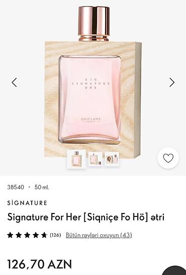 giyim: Oriflame Signature For Her (Siqniçə Fo Hö) ətiri – 50 ml Əldədir 126 — 1
