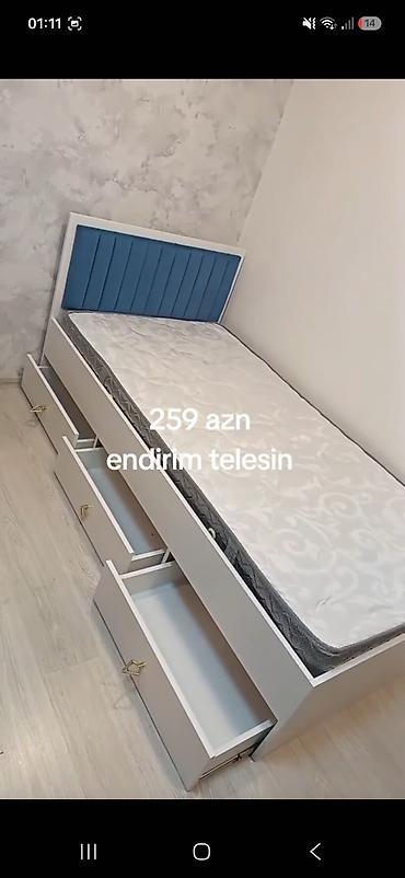 ucuz stollar: Tək nəfərlik çarpayı – alt hissədə 3 geniş çekmece ilə. - Rəng: ağ — 1