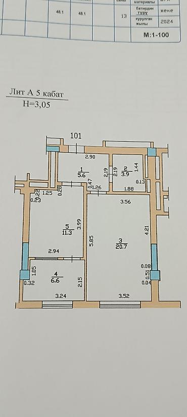 Продажа комнат: 48 м², С мебелью — 9