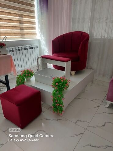 Salon, tibbi mebel dəsti: Pedikür üçün salon dəsti - Komplekt: yumşaq məxmər örtüklü kreslo — 8