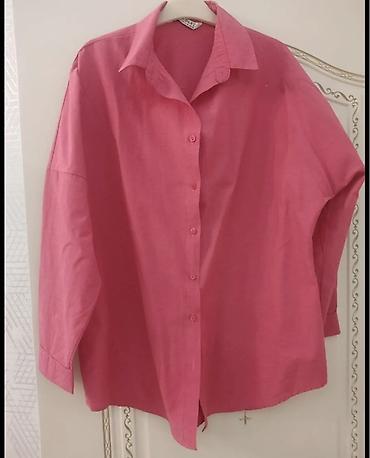 cins: Qadınlar üçün oversize düyməli köynək – çəhrayı - Model: oversize — 2