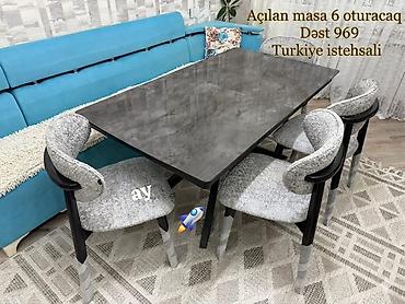 avanqard stol stul: Açılan masa və 6 oturacaqdan ibarət yemək dəsti - Model: Dəst 969 - — 1