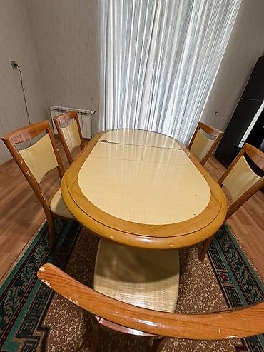 Qonaq otağı üçün, İşlənmiş, Oval masa, 6 stul