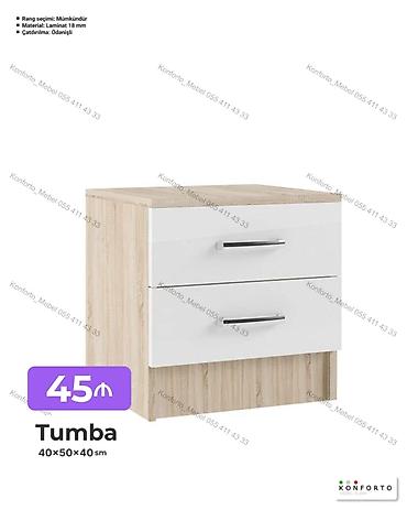 Ev və bağ: Tumba – 40×50×40 sm - İki çekmecəli komod/tumba - Korpus: açıq ağac — 1