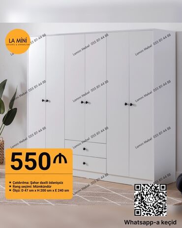 Komodlar: Yeni, Açılan, 6 qapı Düz dolab, Qarderob, paltar dolabı, Azərbaycan