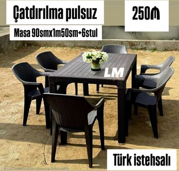 Restoran mebeli: Balkon üçün, Yeni, Açılmayan, Kvadrat masa, 6 stul