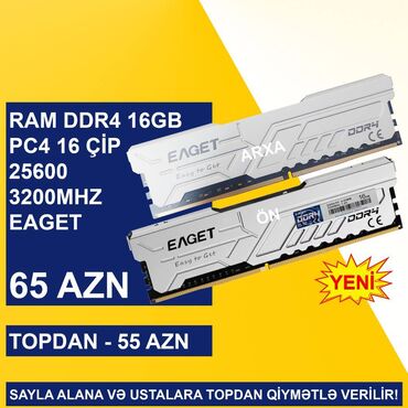 komputer siçanı: Operativ Yaddaş "DDR4 PC4 16GB 25600 3200Mhz Eaget" SAYLA ALANA VƏ