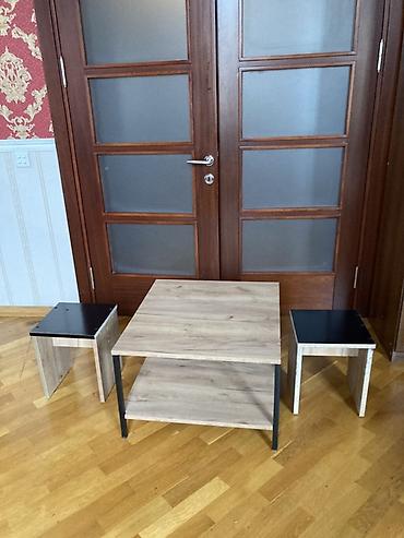 mdf panel: Kvadrat kofe masası və 2 ədəd tabure dəsti - Dizayn: Minimalist və — 6