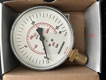Pakkens mexaniki manometr - Ölçmə aralığı: 0–16 bar / 0–230 psi (iki