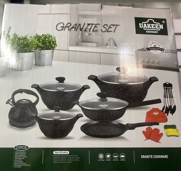 вертикальный нож: Это набор *Uakeen Granite Set (21 предмет)* — премиум-комплект посуды