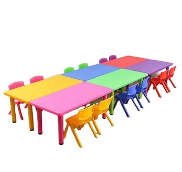 Uşaq masaları: Oğlan və qız üçün, Siyirməsiz, Bağça masası, Stullar ilə — 7
