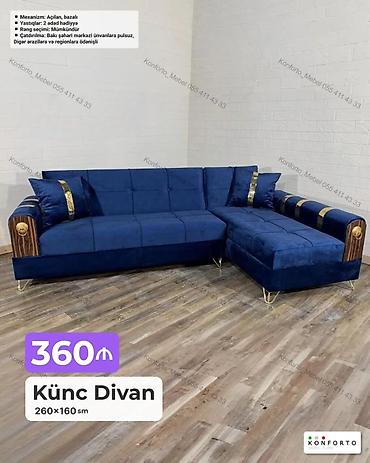 Ev və bağ: Künc Divan – 260×160 sm - Mexanizm: Açılan, bazalı (yataq funksiyalı — 1