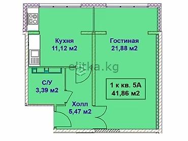микр 11: 1 комната, 41 м², Элитка, 7 этаж, ПСО (под самоотделку) — 3